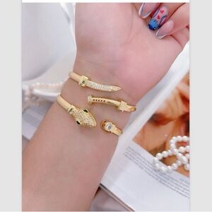 Stylish Gold Tone Snake Bracelet Set